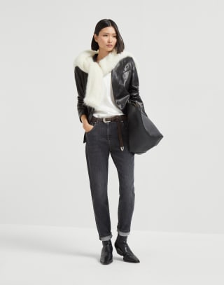 Top aus Satin Weiß Damen - Brunello Cucinelli