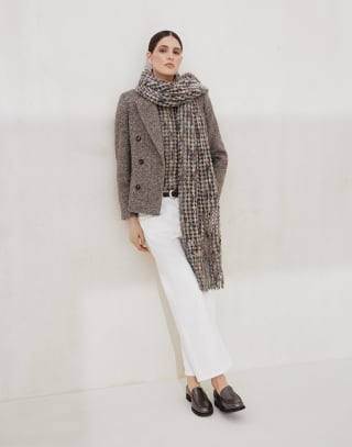 Mélange diagonal blazer Brown Woman - Brunello Cucinelli