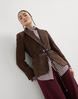 Suede blazer Rust Brown Woman - Brunello Cucinelli