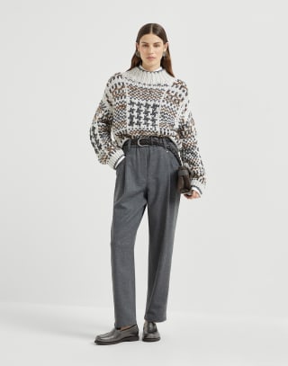 Flannel twill Baggy trousers Lead Woman - Brunello Cucinelli