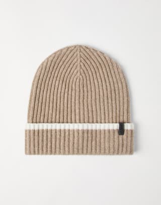 Mütze aus Kaschmir in Rippenstrick Hellbraun Damen - Brunello Cucinelli