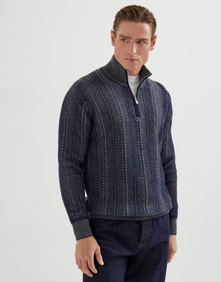Vanisé sweater Navy Blue Man - Brunello Cucinelli