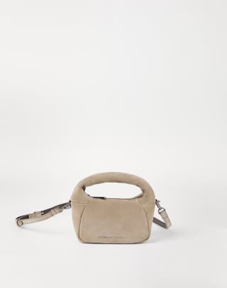 Mini suede BC Duo Hobo bag Light Grey Woman - Brunello Cucinelli