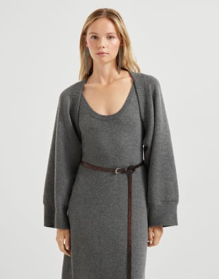 Coprispalle in maglia double Piombo Donna - Brunello Cucinelli