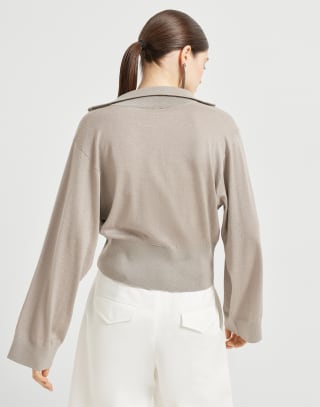 Cashmere and silk cardigan Camel Woman - Brunello Cucinelli