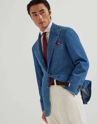 Giacca in denim Denim Medio Uomo - Brunello Cucinelli