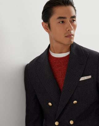 グレンチェック アンコンジャケット アントラサイト メンズ - Brunello Cucinelli