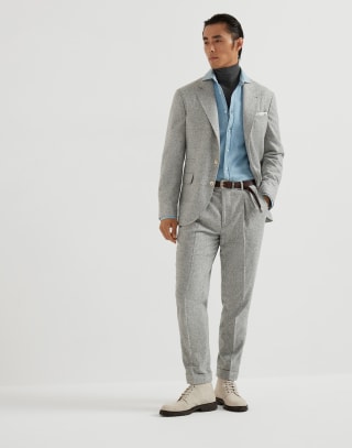 プリンス・オブ・ウェールズ フランネル ジャケット ライトグレー メンズ - Brunello Cucinelli