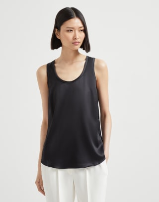 Top in raso Nero Donna - Brunello Cucinelli