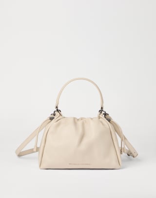 Sac seau Mellow petit modèle cuir Soft Ivoire Femme - Brunello Cucinelli