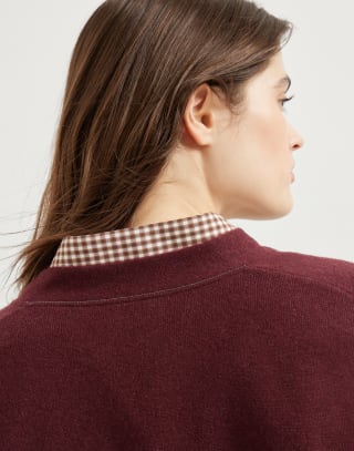 Cashmere cardigan Amaranth Woman - Brunello Cucinelli