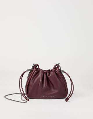 Soft leather mini Mellow Bucket bag Amaranth Woman - Brunello Cucinelli