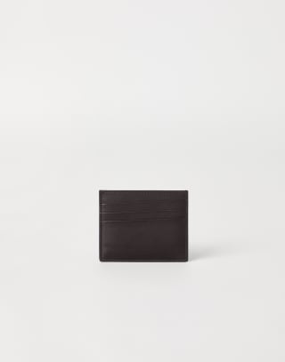 小牛皮卡片夹 深棕色 男款 - Brunello Cucinelli