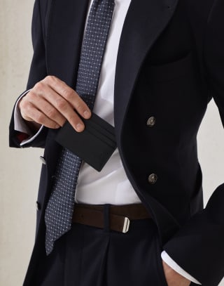 小羊皮卡片夹 黑色 男款 - Brunello Cucinelli