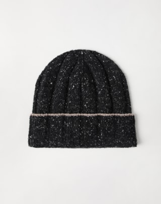 Cashmere rib knit beanie Anthracite Man - Brunello Cucinelli