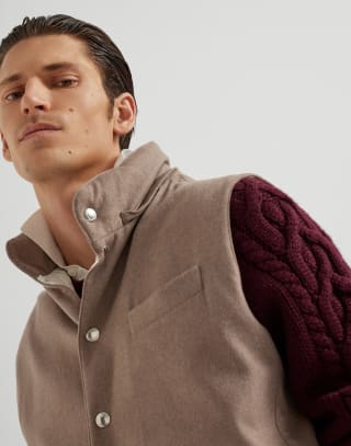 Flannel down vest Hazelnut Man - Brunello Cucinelli