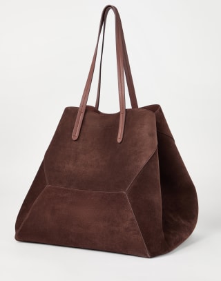 Suede large BC Duo bag Burgundy Woman - Brunello Cucinelli