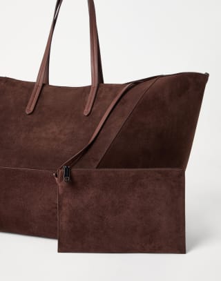 Suede large BC Duo bag Burgundy Woman - Brunello Cucinelli