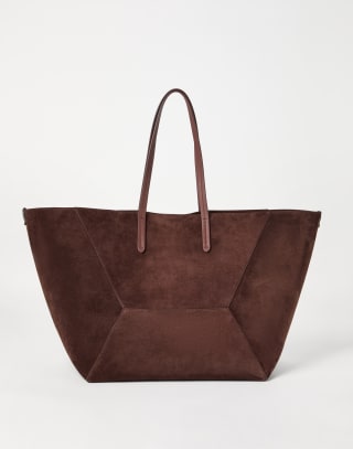 Suede large BC Duo bag Burgundy Woman - Brunello Cucinelli
