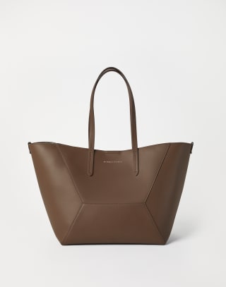 Calfskin BC Duo bag Brown Gianduia Woman - Brunello Cucinelli