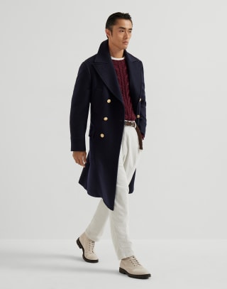 Double cloth coat Navy Blue Man - Brunello Cucinelli