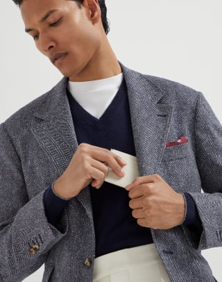 小牛皮卡片夹 象牙色 男款 - Brunello Cucinelli