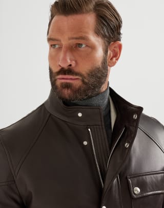 Nappa leather safari jacket Rust Brown Man - Brunello Cucinelli