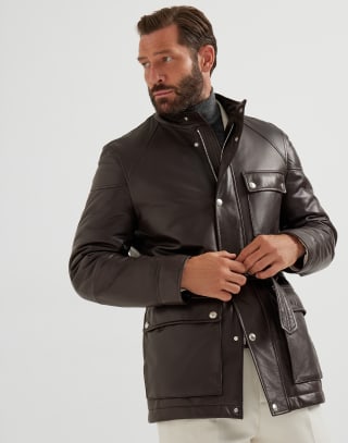 Nappa leather safari jacket Rust Brown Man - Brunello Cucinelli