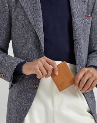 磨砂皮卡片夹 自然色 男款 - Brunello Cucinelli