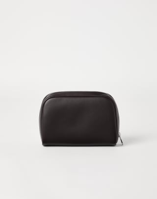 小牛皮化妆包 深棕色 男款 - Brunello Cucinelli