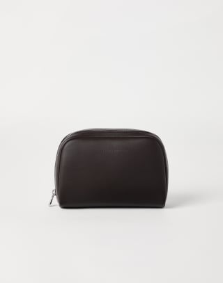 小牛皮化妆包 深棕色 男款 - Brunello Cucinelli