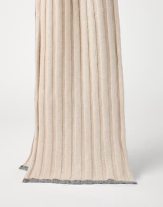 Rib knit scarf Beige Man - Brunello Cucinelli