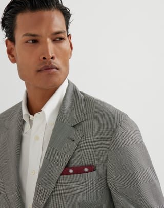 グレンチェック ジャケット グレー メンズ - Brunello Cucinelli