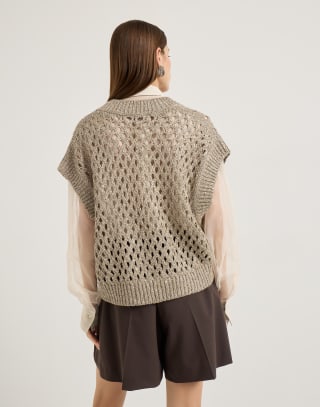Dazzling Net sweater Warm Beige Woman - Brunello Cucinelli