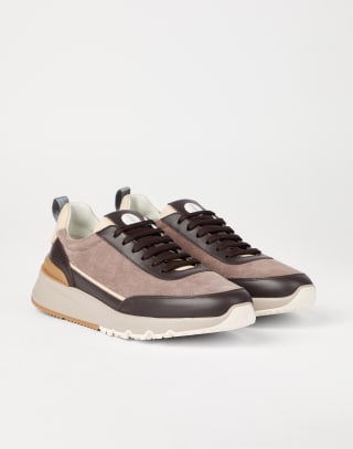 Suede and calfskin runners Light Brown Man - Brunello Cucinelli