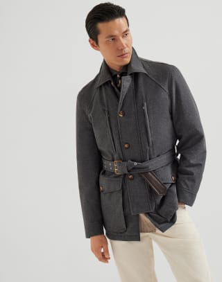 Safari jacket with padding Anthracite Man - Brunello Cucinelli