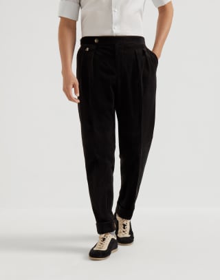 Trousers with double pleats and tabs Black Man - Brunello Cucinelli