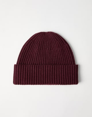 Cashmere rib knit beanie Amaranth Man - Brunello Cucinelli