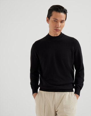 Funnel neck sweater Black Man - Brunello Cucinelli