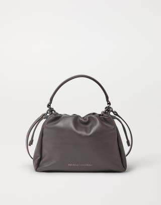 Sac seau Mellow petit modèle cuir Soft Marron Femme - Brunello Cucinelli