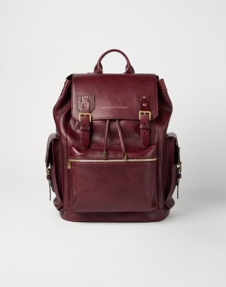 Calfskin backpack Burgundy Man - Brunello Cucinelli