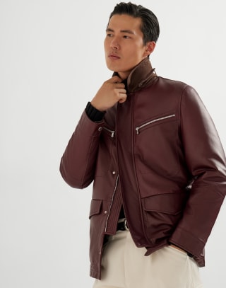Nappa leather field jacket Amaranth Man - Brunello Cucinelli