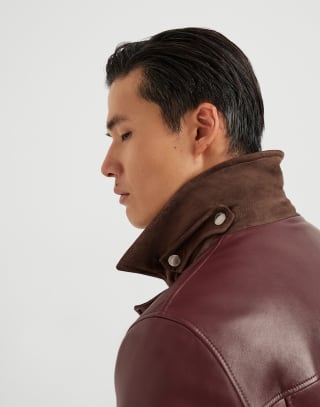 Nappa leather field jacket Amaranth Man - Brunello Cucinelli