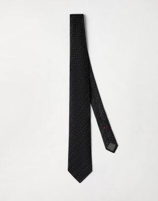 Necktie with pattern Anthracite Man - Brunello Cucinelli