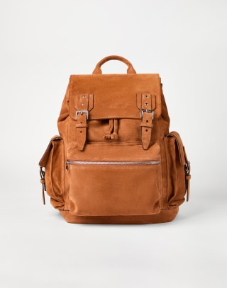 Suede city backpack Cognac Man - Brunello Cucinelli