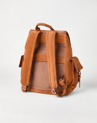 Suede city backpack Cognac Man - Brunello Cucinelli