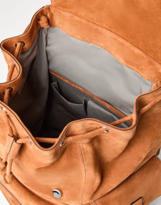 Suede city backpack Cognac Man - Brunello Cucinelli