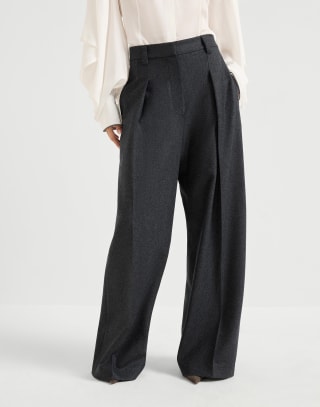 Flared sartorial trousers Dark Grey Woman - Brunello Cucinelli