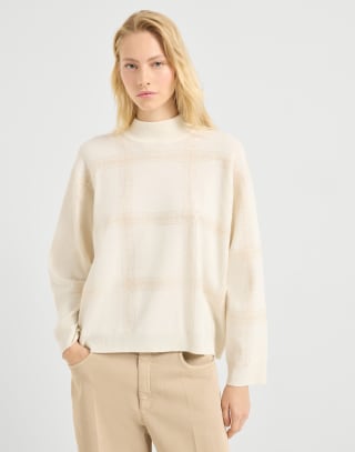 Sweater with Dazzling Embroidery Panama Woman - Brunello Cucinelli