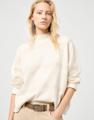 Sweater with Dazzling Embroidery Panama Woman - Brunello Cucinelli